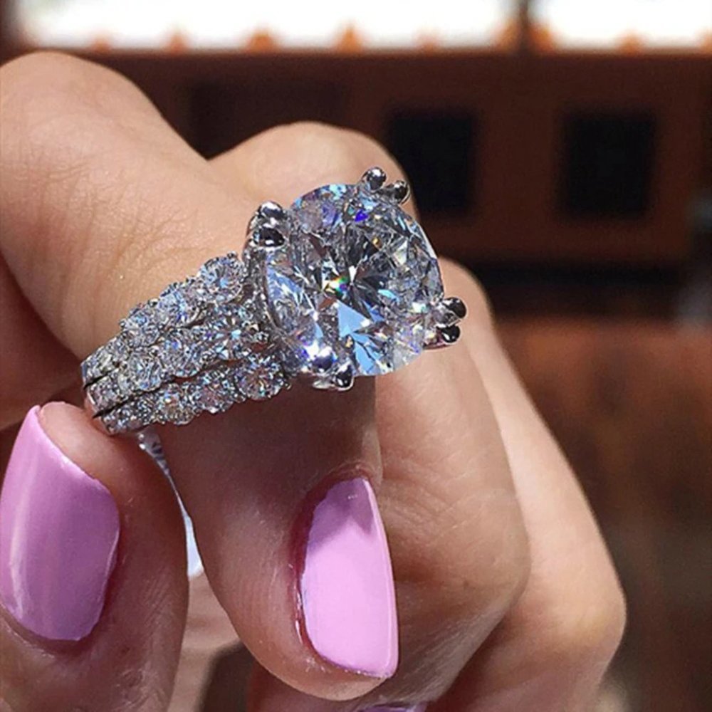 Round Engagement Ring, Cubic Zirconia Wedding Ring, Big Bling Ring, Promise Ring
